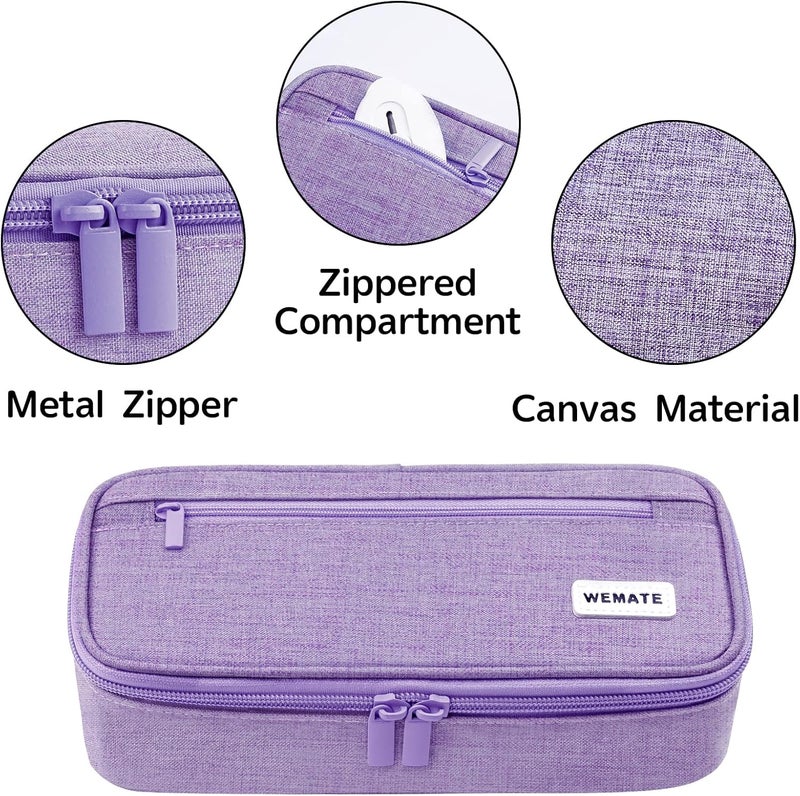 WEMATE Pencil Case, Large Storage Organizer for Stationery, Back - to - School Essential, Teacher Must - have, Big Pencil Pouch, Marker Case School Supplies for College & High School - Image 3